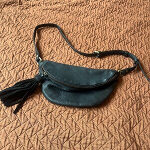 ASOS Black Faux Leather Belt Bag with Tassle Zipper